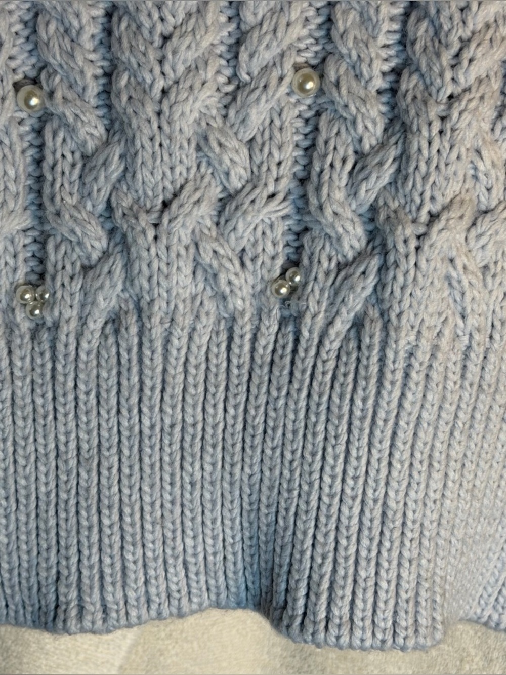 House of Harlow 1960  Cable Knit Pearl-Embellished Sweater - Picture 7 of 10